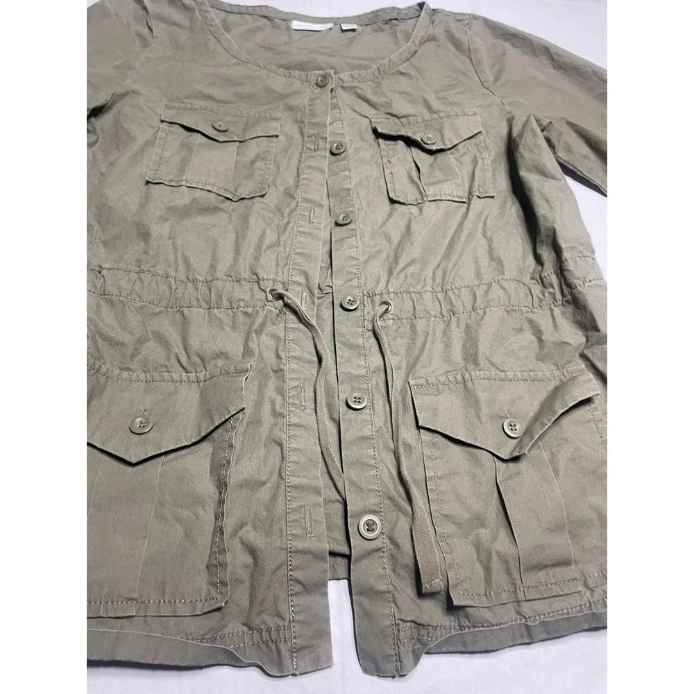 New York Company  Green Utility Jacket Button Front Drawstring Waist Size Medium